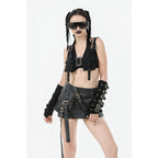 Dark in Love Evangeline Buckled Utility Crop Top in Black