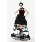 Dark in Love Serilda Velvet Lace Corset Top in Wine Red