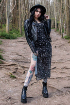 Alternative Moonprint Maxi Dress With Straps And Leg Split