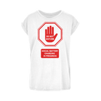 Do Not Disturb - Red Print Women's Extended Shoulder T-Shirt XS-5XL