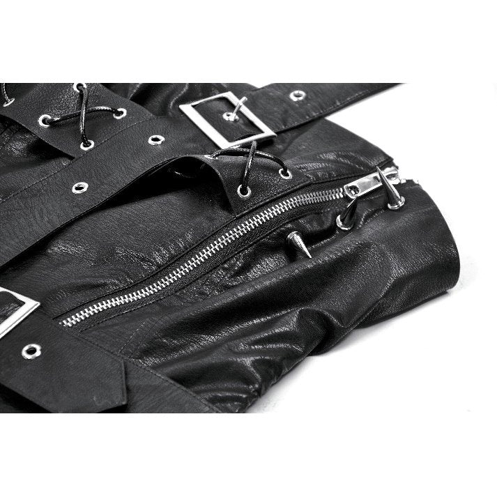 Dark in Love Vespera One-Shoulder Spiked Faux Leather Corset Top