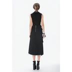 Dark in Love Punk Layered Pocket Cutout Belted Long Skirt
