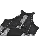 Dark in Love Gothic Mesh Panel Buckle Top