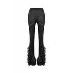 Dark in Love Goth Flare Leggings with Lace Frills