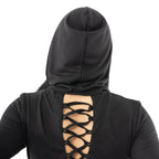 Innocent Lifestyle Emerson Hooded Cardigan with Cut Out Lace Up Feature