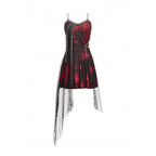 Dark in Love Bellatrix Red & Black Mesh Asymmetrical Dress