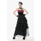Dark in Love Morticia Gothic Velvet & Lace Skirt in Black