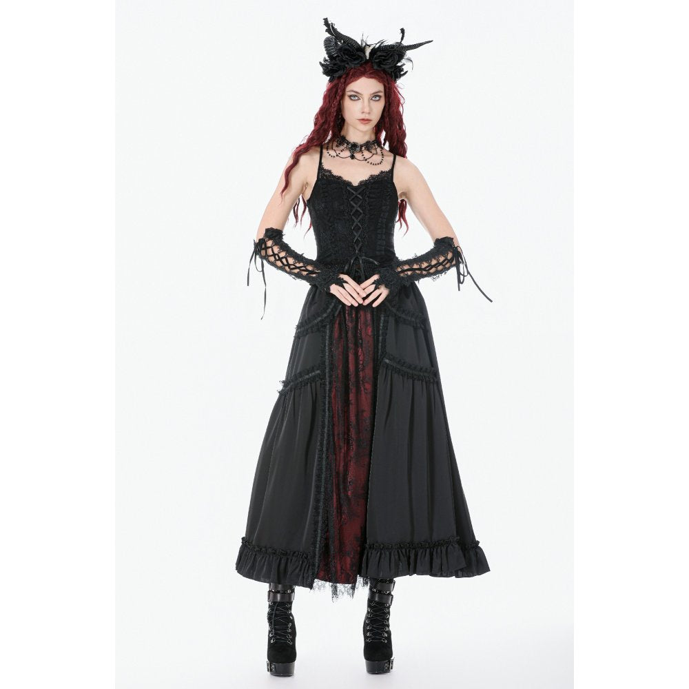 Dark in Love Black Lace Court Lace-Up Camisole