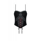 Dark in Love Gothic Black & Red Velvet Lace Corset