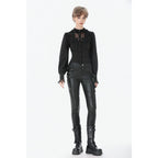 Dark in Love Punk Leather-Look Strap Detail Trousers