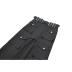 Dark in Love Punk Layered Pocket Cutout Belted Long Skirt