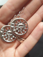 Sun and Moon Dangly Charm Earrings, Celestial Gifts