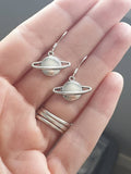 Saturn Planet Dangly Charm Earrings In Gift Bag, Celestial, Space Lover Gifts