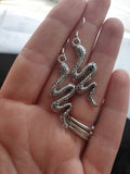 Snake dangly, charm earrings with gift bag