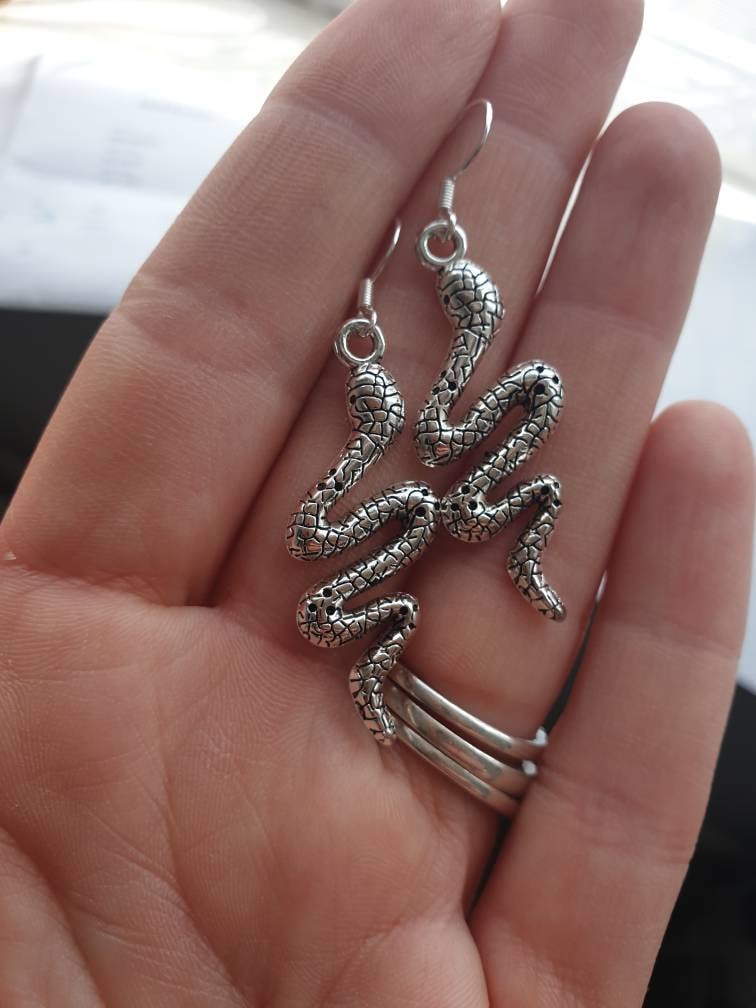 Snake dangly, charm earrings with gift bag