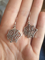 Cobweb Dangly Charm Earrings In Gift Bag, Halloween Fun, Gifts For Her