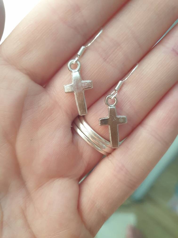 Cross Dangly Charm Earrings In Gift Bag, Christianity, Faith Gifts