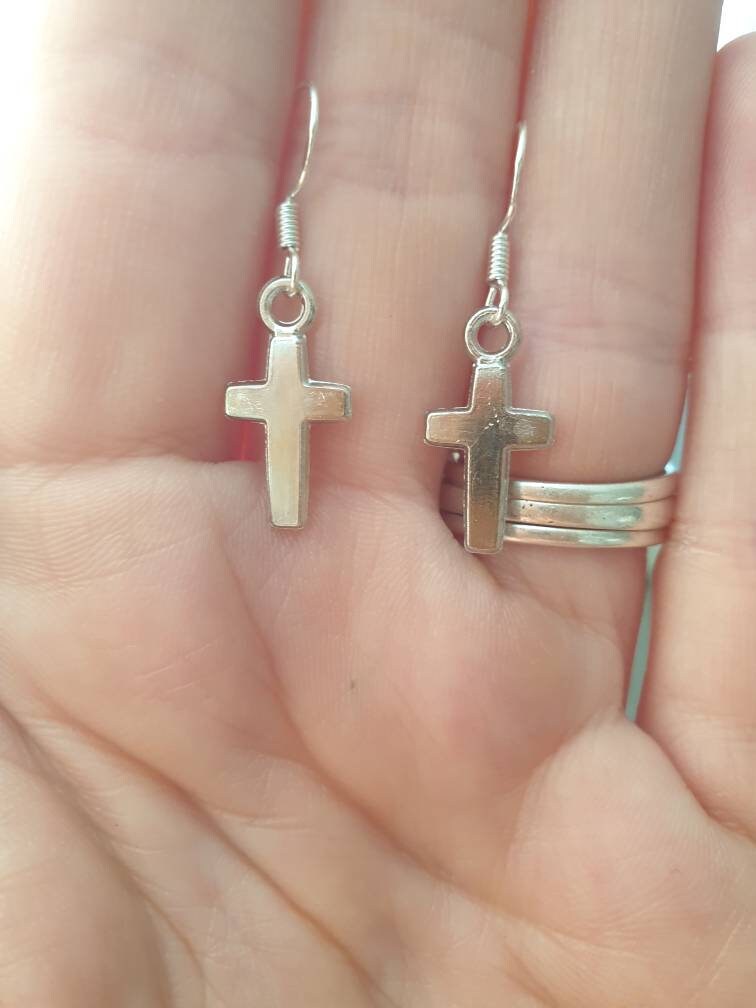 Cross Dangly Charm Earrings In Gift Bag, Christianity, Faith Gifts