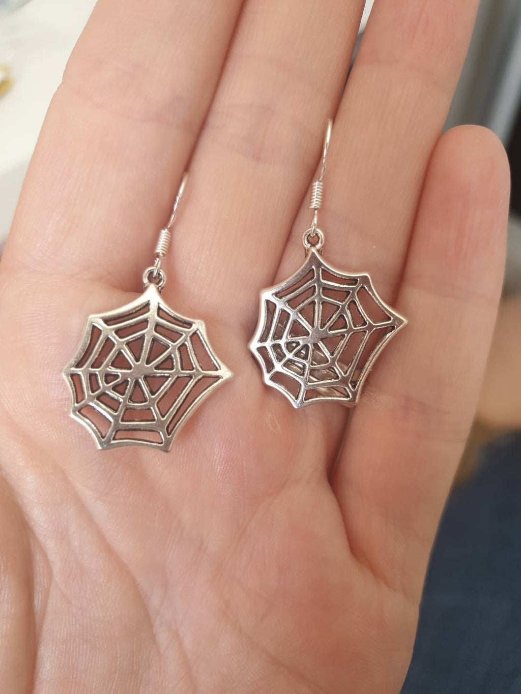 Cobweb Dangly Charm Earrings In Gift Bag, Halloween Fun, Gifts For Her