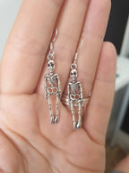 Skeleton Dangly Charm Earrings In Gift Bag, Halloween Jewellery