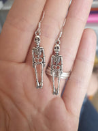 Skeleton Dangly Charm Earrings In Gift Bag, Halloween Jewellery