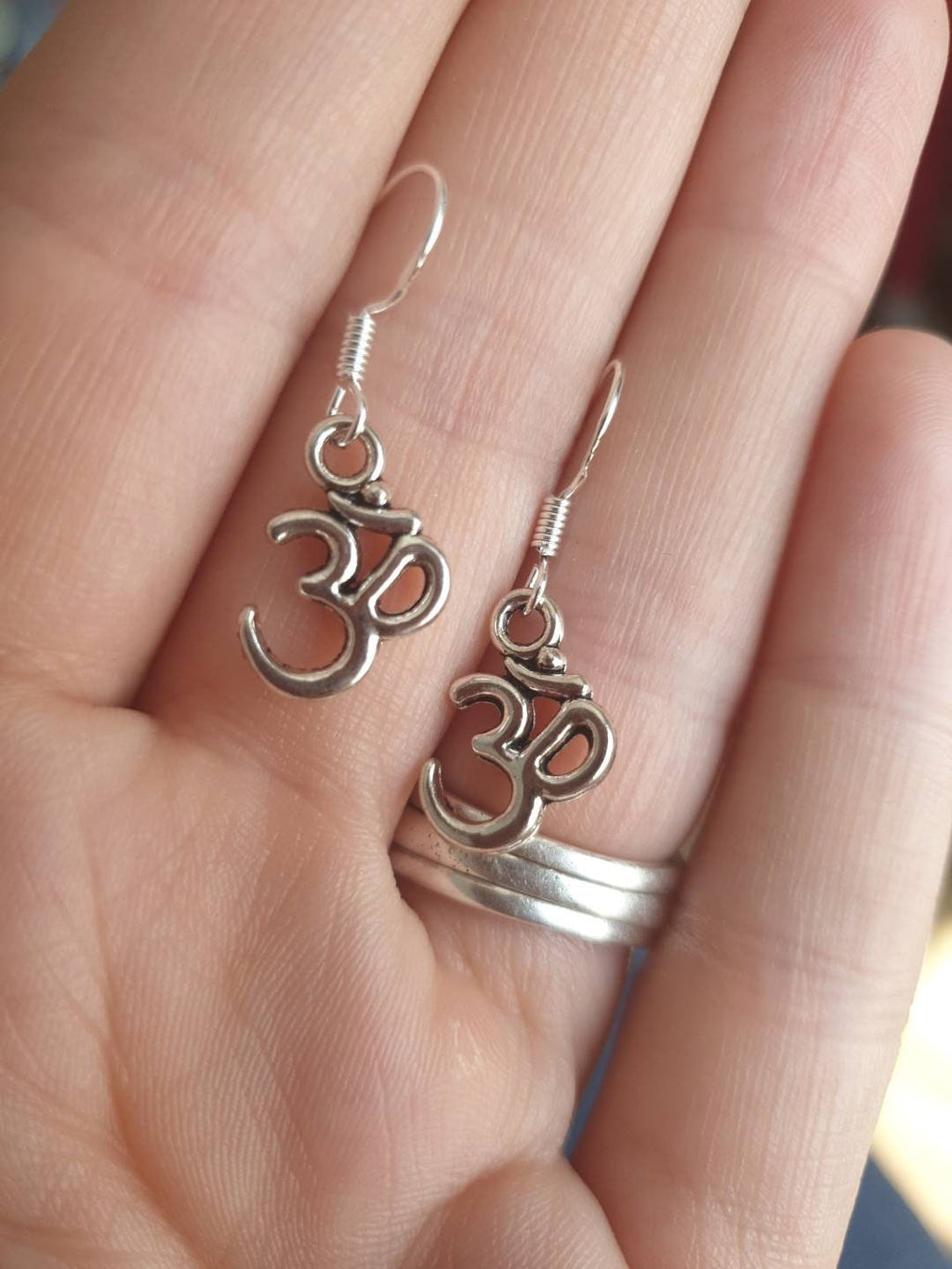 Ohm Meditation Yoga Symbol Dangly Charm Earrings In Gift Bag, Spiritual Gifts
