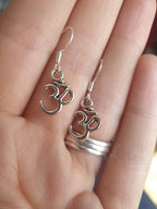 Ohm Meditation Yoga Symbol Dangly Charm Earrings In Gift Bag, Spiritual Gifts