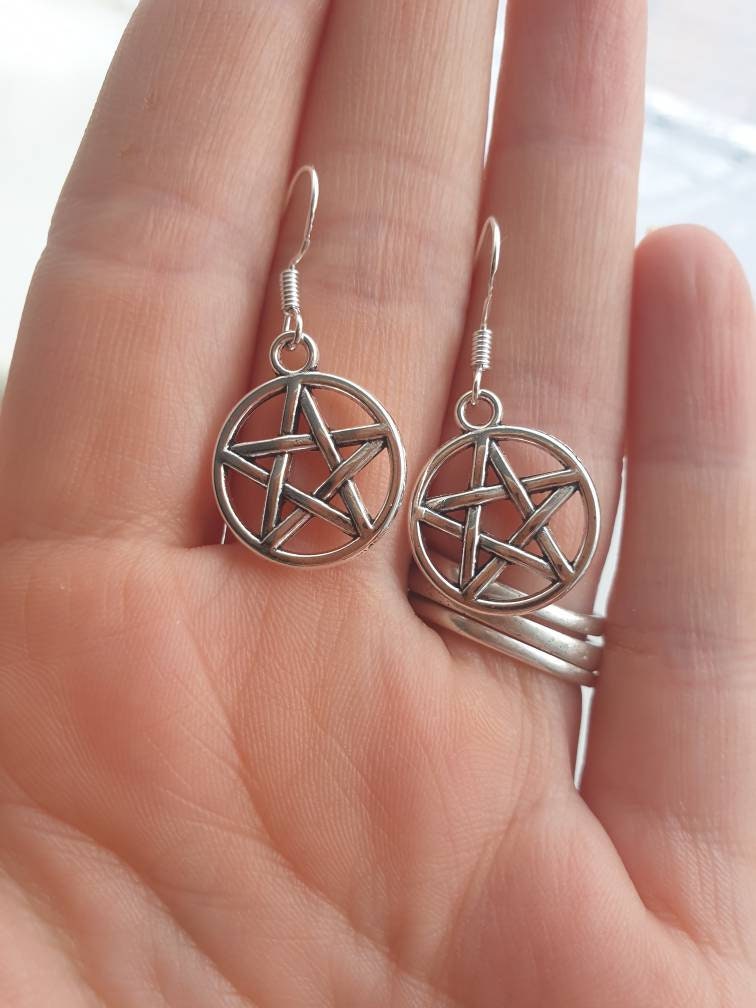 Pentagram Dangly Charm Earrings In Gift Bag