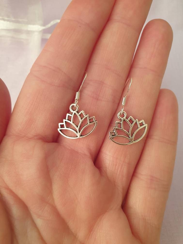 Lotus Dangly Charm Earrings In Gift Bag