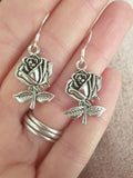 Rose Dangly Charm Earrings In Gift Bag, Gifts For Her, Flowers, Nature