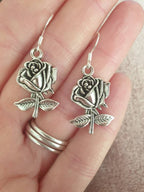 Rose Dangly Charm Earrings In Gift Bag, Gifts For Her, Flowers, Nature