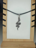 Snake Charm Necklace Silver Plated Or Waxed Cord Variable Lengths, Gift Packaged