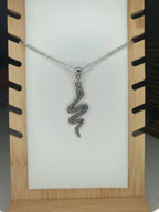 Snake Charm Necklace Silver Plated Or Waxed Cord Variable Lengths, Gift Packaged
