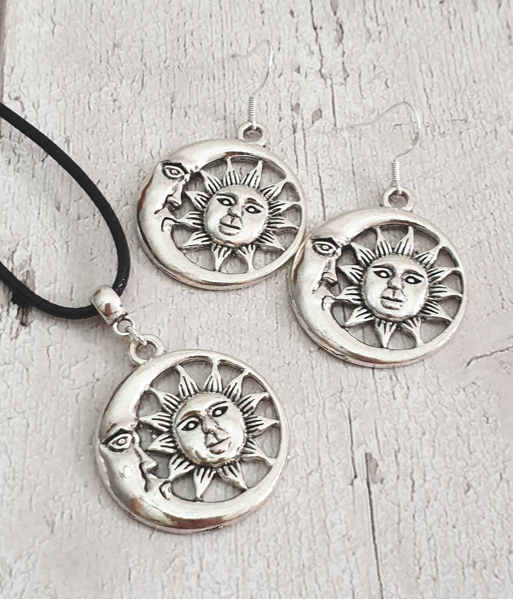 Moon Charm Jewellery Set, Dangly Earring And Necklace Set In Gift Bag