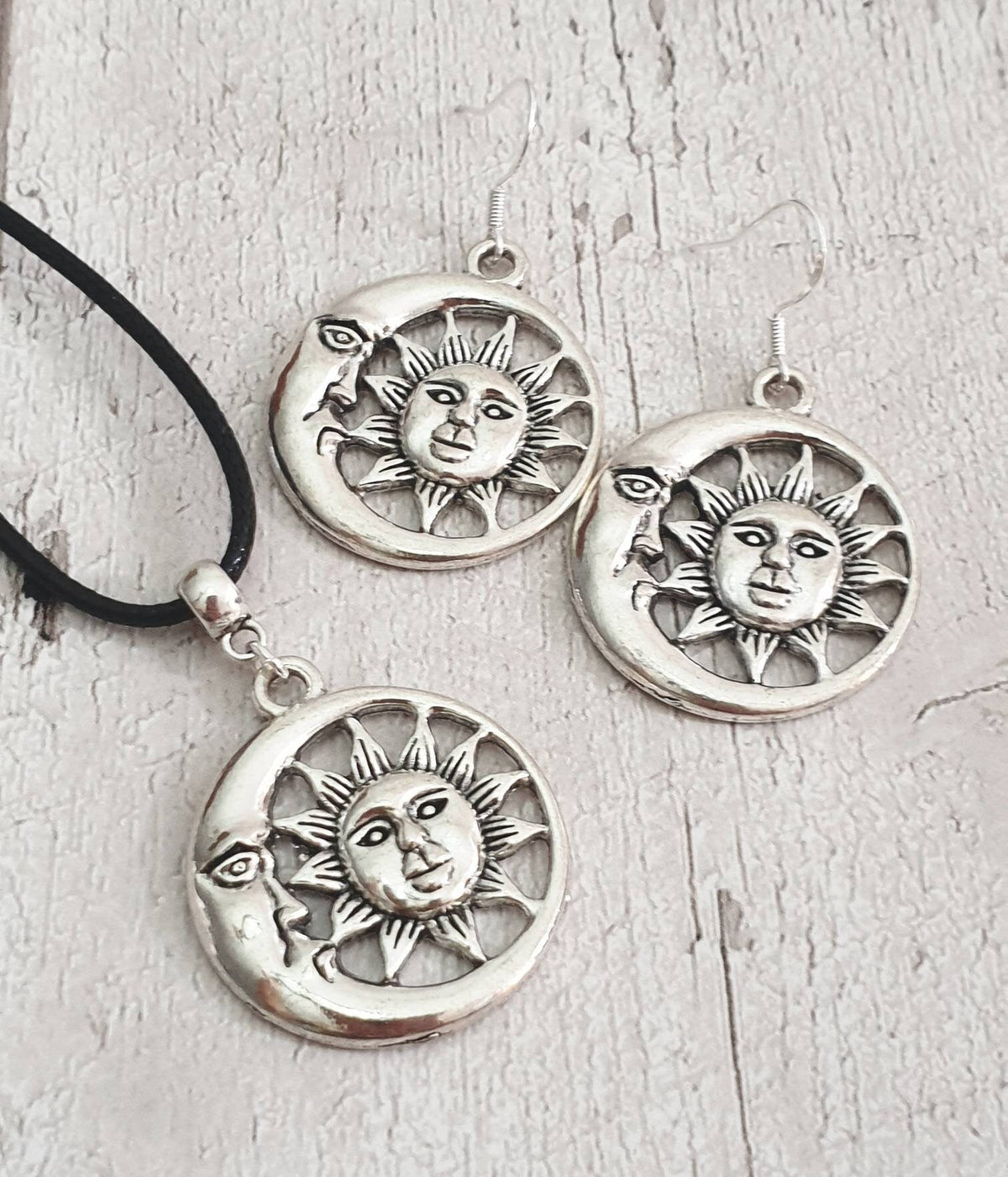 Moon Charm Jewellery Set, Dangly Earring And Necklace Set In Gift Bag