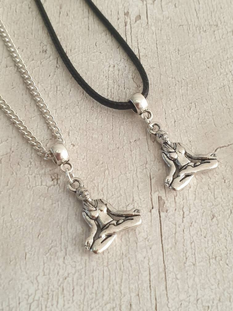 Yoga Lady Charm Necklace Silver Plated Or Waxed Cord Variable Lengths, Gift Packaged, Meditation
