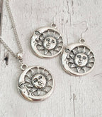 Moon Charm Jewellery Set, Dangly Earring And Necklace Set In Gift Bag