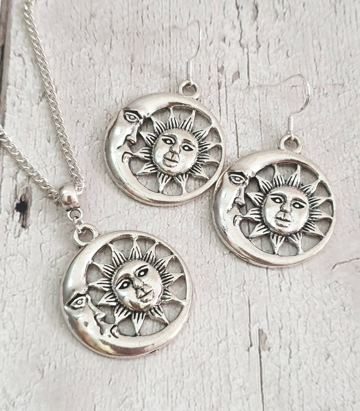 Moon Charm Jewellery Set, Dangly Earring And Necklace Set In Gift Bag