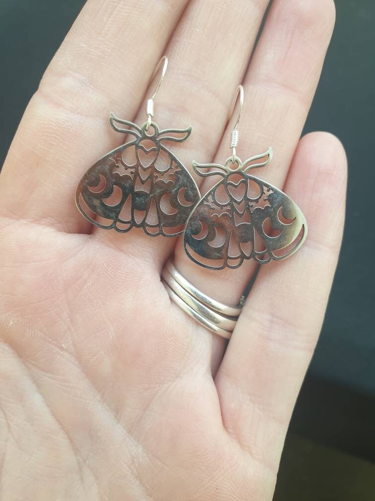 Moth Dangly Charm Earrings In Gift Bag, Moth Lover, Gifts For Her