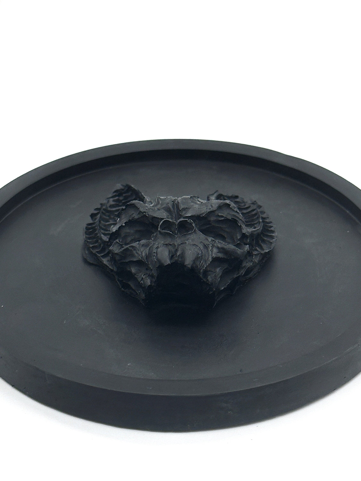 Black Vampire Cat Skull Gothic Round Trinket Tray