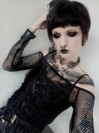 Dark in Love Black Lace Court Lace-Up Camisole