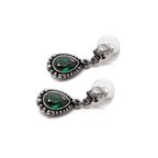 Skull Earrings Green Crystal Dangle Alchemy Gothic
