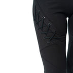 Poizen Industries Nightshade Goth Leggings - Corset Lace-Up Eyelet Detail