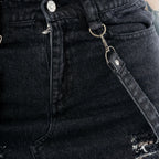 Vixxsin Runa Distressed Denim Maxi Skirt - Black Stonewash