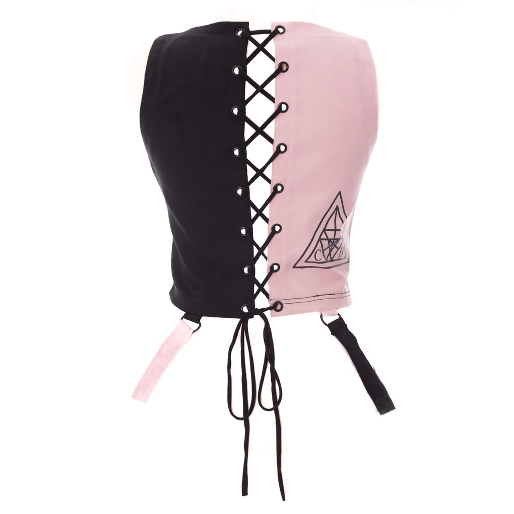 Chemical Black Veil and Void Top – Ladies Black/Pink Harness Crop Top