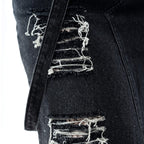 Vixxsin Runa Distressed Denim Maxi Skirt - Black Stonewash